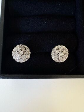 Macy's - Diamond Cluster Button Stub Earrings (1/10 ct.) - 925 Silver